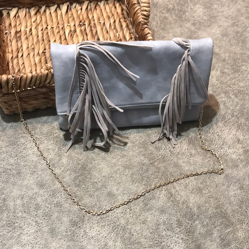 Blue Fringe Crossbody / Clutch Purse